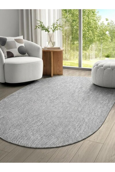 SARAZ HALI OVAL Elit 1017 Gri Sisal Hasır Görünümlü Modern Salon Oturma Odası...