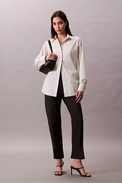 Calvin Klein Women's Straight Leg Stretch Chino Pants - Black