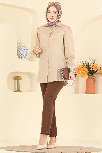 ModaMerve Fisto Detaylı Poplin Gömlek 341ASN888-MS Vizyon