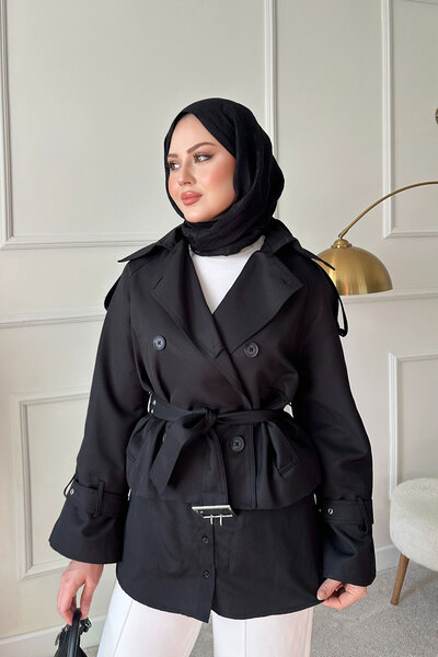 LOCCO Γυναικεία Φούστα με Κουμπιά Επέκτασης Μήκους, Μαύρο Εσωτερικό Ένδυμα