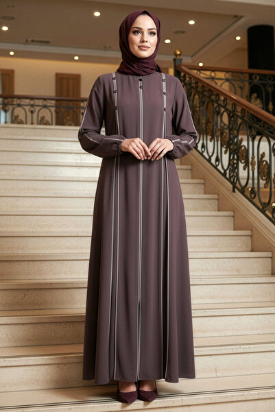 N.S NEVA STYLE Zippered Dusty Rose Hijab Ferace 45316Gk