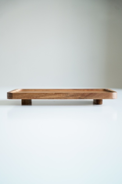 Dekorzdükkan Liora Acacia Footed Organizer 25X14 cm