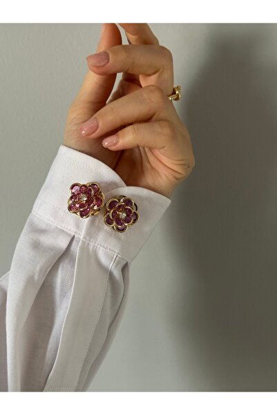RENDA ACCESSORY Pembe Çiçek Düğme Kapağı 1 Adet