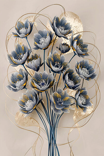 Aden DİJİTAL DEKORATİF ÇİÇEK KANVAS TABLO