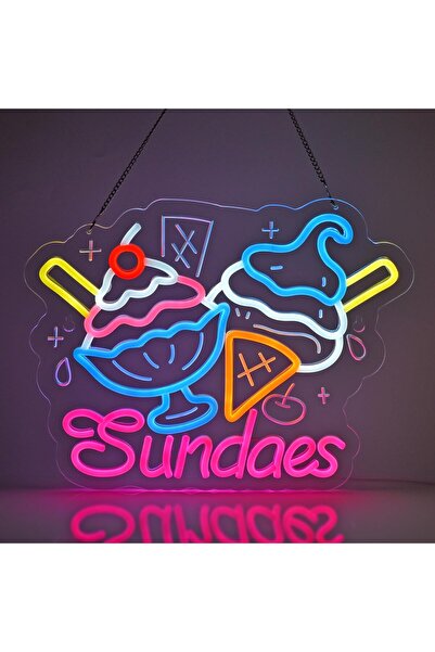 Slasa Sundaes Neon Sign 36x40 cm with 6mm Acrylic Base LED Wall Decor Multicolor