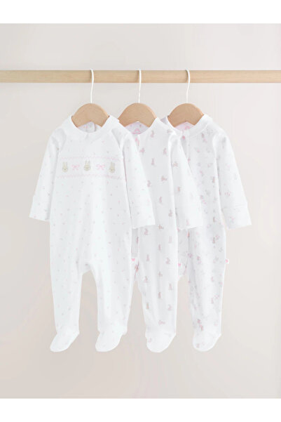 Next Baby 100% Organic Cotton Pink/White Animal Patterned 3-Piece Sleeping Ba...