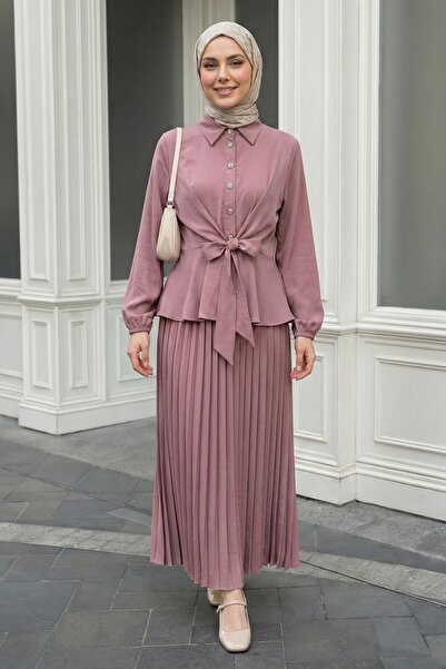 InStyle Pleated Skirt Dusty Rose Set