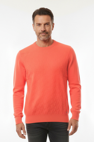 Pulltonic Men's Crew Neck Geometric Pattern Sweater