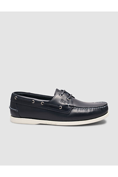 Cabani Black Genuine Leather Lace-Up Loafer Shoes