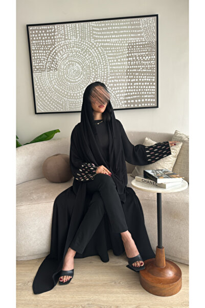 Warazan عباية سوداء للعيد بكم مشجر عملية ورسمية لأيام الدوام