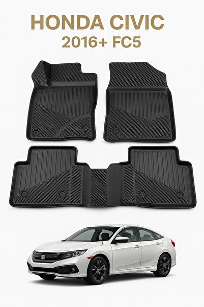 Black Gold Honda Civic 2016+ FC5 Uyumlu 3D Havuzlu Oto Paspas TPE Tam Uyumlu