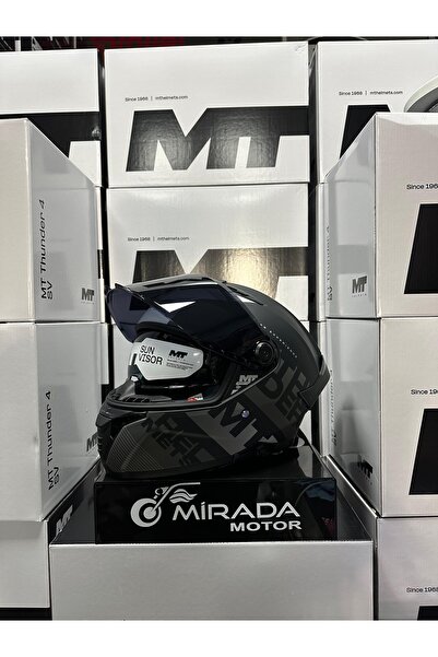 MT HELMETS THUNDER 4 SV WAVES B2 MAT GRİ (ŞEFFAF VİZÖR İLE GÖNDERİLECEKTİR)
