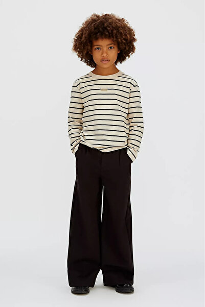 Calvin Klein Girl's Logo Tape Wide Leg Knit Pants - Black