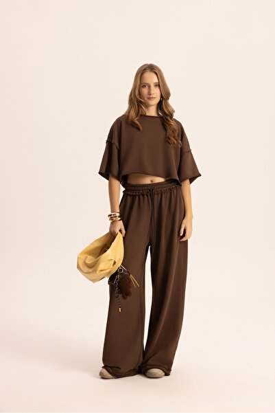 MAI STUDIOS CO. Set de trening maro cu detalii Block Pis