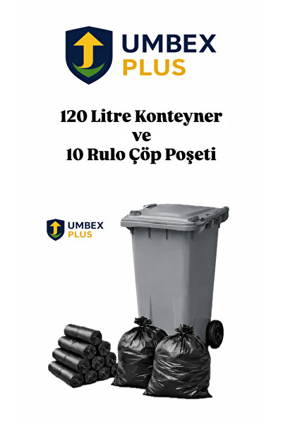 UMBEX PLUS Tıbbi Atık Plastik Çöp Konteyneri 120 Litre Konteyner 10 Adet Çöp ...