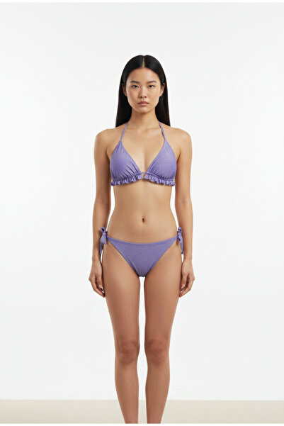 Adel swimwear Üçgen Fırfırlı Bikini Takımı - Simli Kumaş