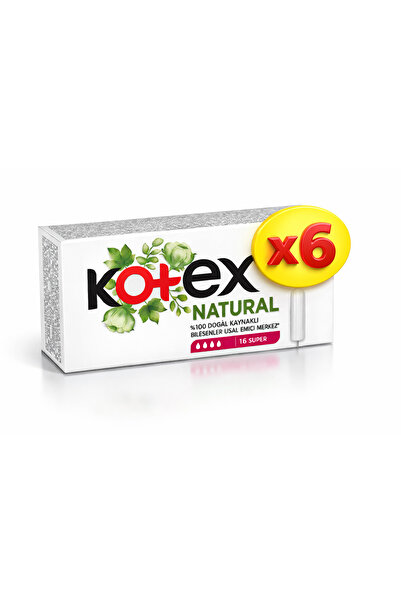 Kotex Natural Süper Tampon 16'lı x6 Paket (Toplam 96 Adet)