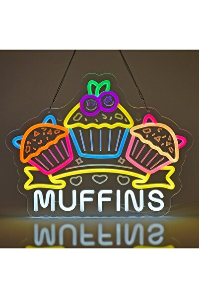 Slasa لوحة نيون على شكل كعكات مافن، مقاس 30×40 سم، بقاعدة أكريليك 6 مم، ديكور...