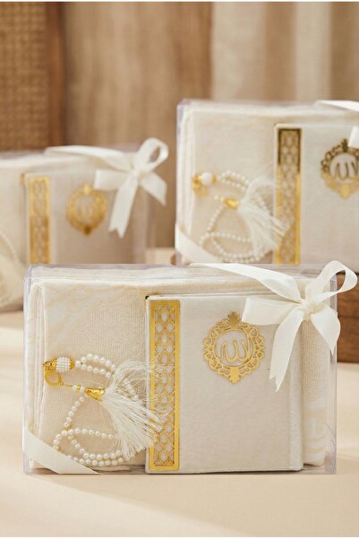 kefilhac Hediyelik Bohçalık Seccade Kadife Yasin İnci Tesbih Seti 3 Adet Mevl...