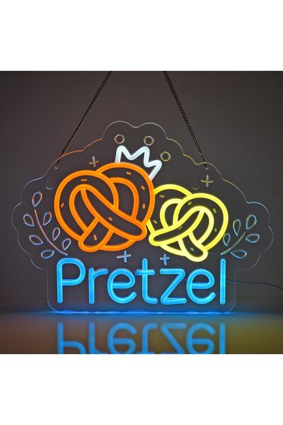 Slasa Pretzel Neon Sign 38x42 cm with 6mm Acrylic Base LED Wall Decor Multicolor