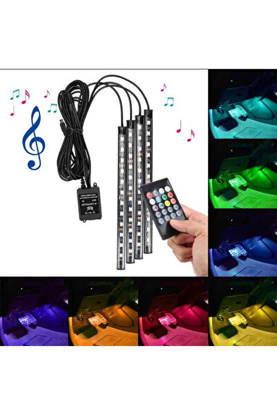 TuningPort Araç İçi 12’li RGB LED Şerit Seti Kumandalı – Çakmak Girişli – Müz...