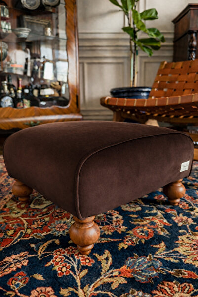 talia maritza Cacao Velvet Ottoman Ayak Pufu