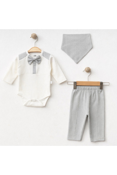 Işıl Baby 3-Piece Baby Boy Body Suit Set with Bow Tie