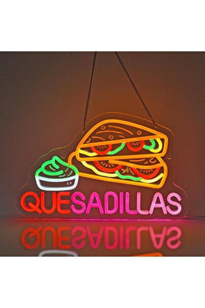 Slasa Quesadillas Neon Sign 41x26 cm with 6mm Acrylic Base LED Wall Decor Mul...