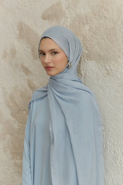 Qef Soft Line Cotton Shawl Light Blue