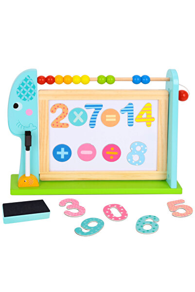 Tooky Toy Tablă Magnetică din Lemn 2 în 1 cu Cifre și Abac, Jucărie Educativă Copii 3 Ani+