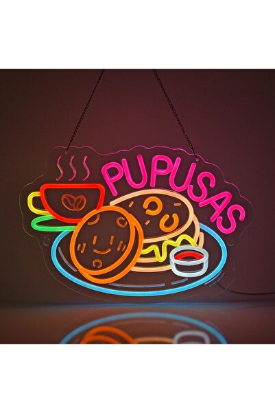 Slasa Pupusas Neon Sign 39x27 cm with 6mm Acrylic Base LED Wall Decor Multico...