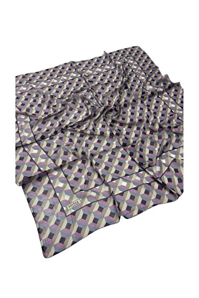 LORENDA Yasemin Yazma Eşarp Dikişli Altıgen Geometrik Desenli