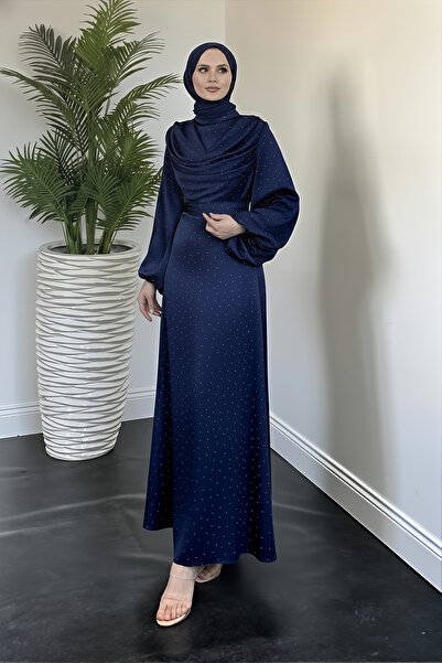 parla official Areka Taşlı Kuyruklu Degaje Yaka Abiye Mürdüm