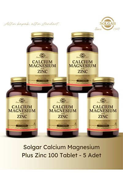 Solgar Calcium Magnesium Plus Zinc 100 Tablet 5 Adet