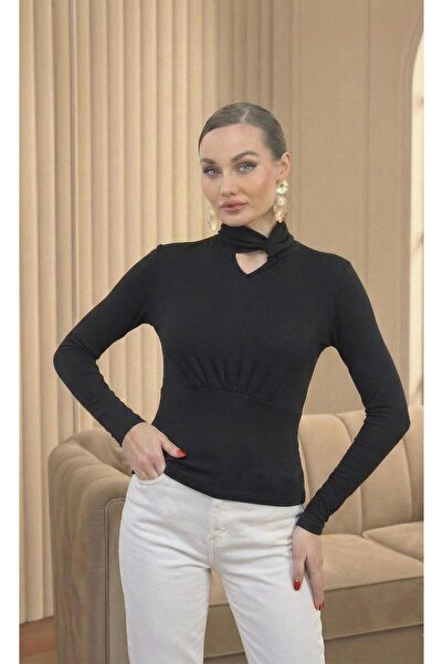 DOEDA MODA New Product Turtleneck Low-Cut Modal Fabric Women's Blouse with Dr...