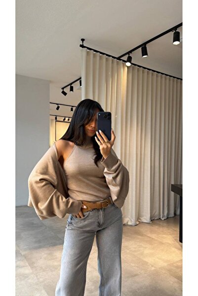 bessa butik Halter Yaka İkili Hırka Takım