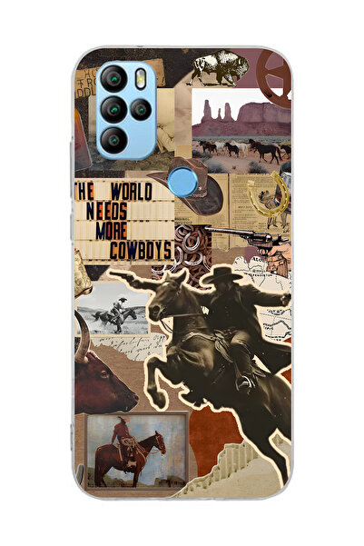 FLAMENKO حافظة هاتف شفافة بنمط كاوبوي ويسترن كولاج متوافقة مع جهاز General Mo...