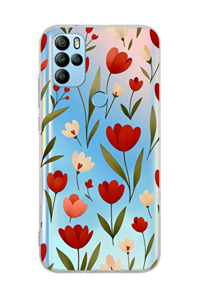 FLAMENKO حافظة هاتف شفافة بنمط زهرة التوليب الحمراء متوافقة مع جهاز General M...