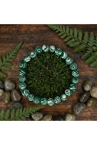 SWEATEE 100% Natural Stone Green Malachite Bracelet - Aura and Balance Bracel...