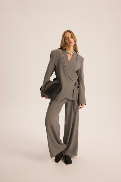 MAI STUDIOS CO. Mirelka Tie-Dye Gray Blazer Trouser Suit