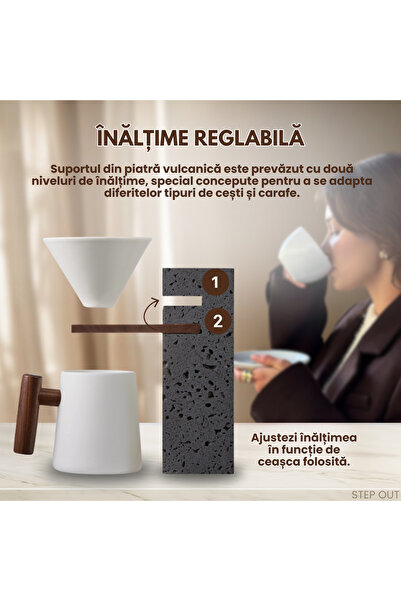 OEM Set pentru prepararea manuală a cafelei, Tehnica Pour Over cu suport din rocă vulcanică, cană de cafea și filtru