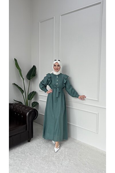 merve ada design KADIN NERVÜRLÜ İNCE ASTARLI ELBİSE