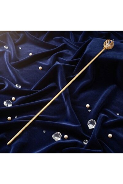 unbranded Solajan Royal Crown Walking Cane 92cm – Gold-Tone Shaft with Blue C...