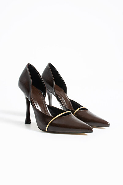 DESPİNA حذاء نسائي أنيق من JADE باللون الأحمر الداكن مع إكسسوارات ذهبية - مقد...