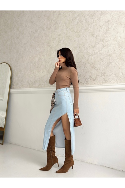 KENE JEANS FUSTĂ ASIMETRICĂ LUNGĂ PENTRU FEMEI CU PARTEA FRONTALĂ DECUPATĂ