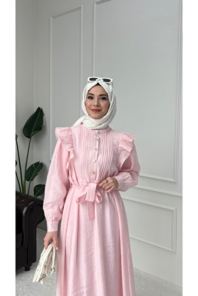 merve ada design KADIN NERVÜRLÜ İNCE ASTARLI ELBİSE