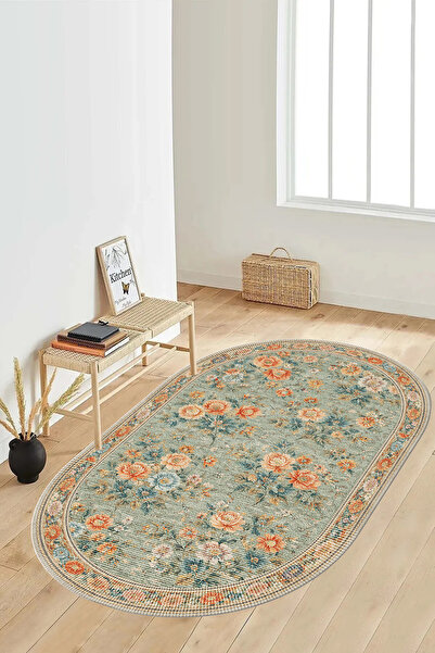 LTS HOME DİJİTAL BASKILI turkuaz Kaymaz Taban Yıkanabilir Modern Mutfak Halıs...