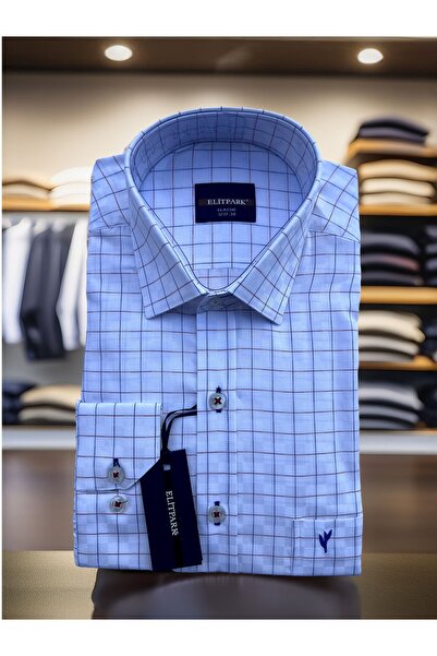 elitpark Kırmızı-Mavi Kare Desenli Erkek Gömlek