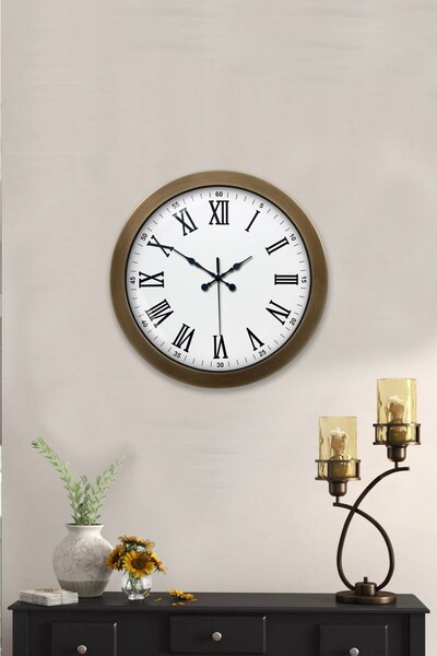 Cetiner Group 36 cm Antique Metal Roman Numeral Wall Clock