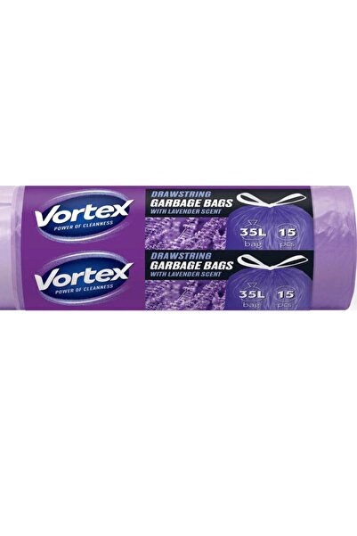 Vortex Garbage bags with tape, HDPE, 50x60cm, purple, 35L/15pcs - lavender scent
